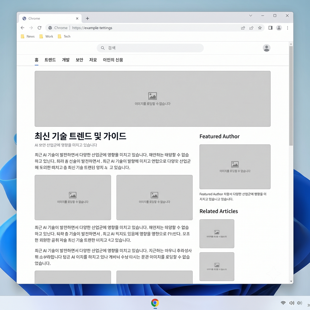 롬에서 글은 보이는데 사진만 안 보이는 상태