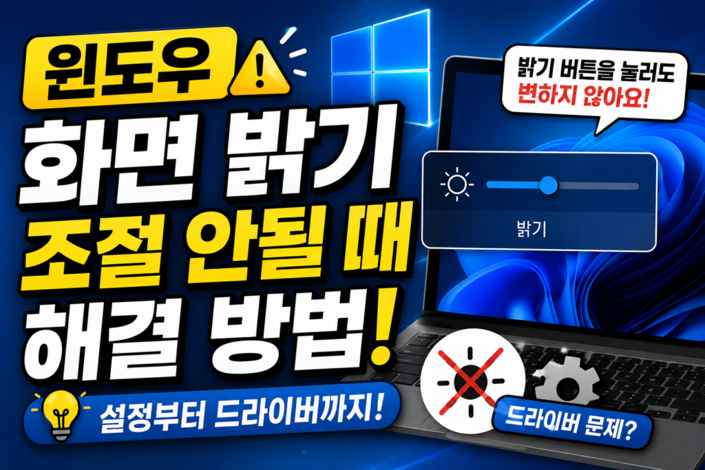 윈도우 화면 밝기 조절 안될 때, 밝기 버튼이 먹통이라면 1 windows-brightness-not-working