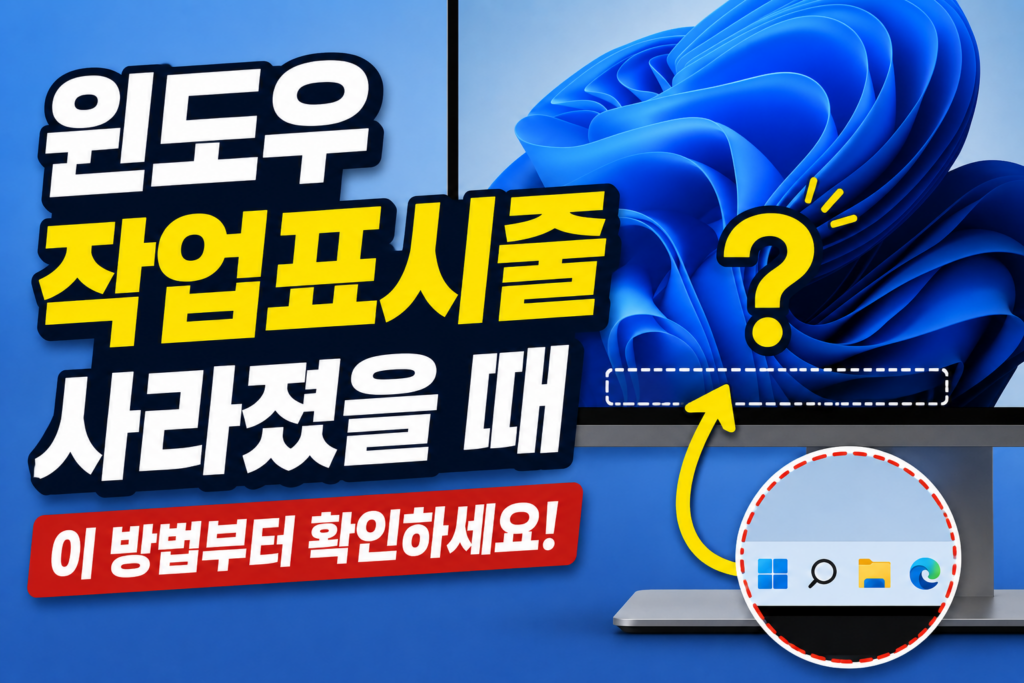 윈도우 작업표시줄 사라졌을 때, 갑자기 안 보인다면 1 windows-taskbar-missing
