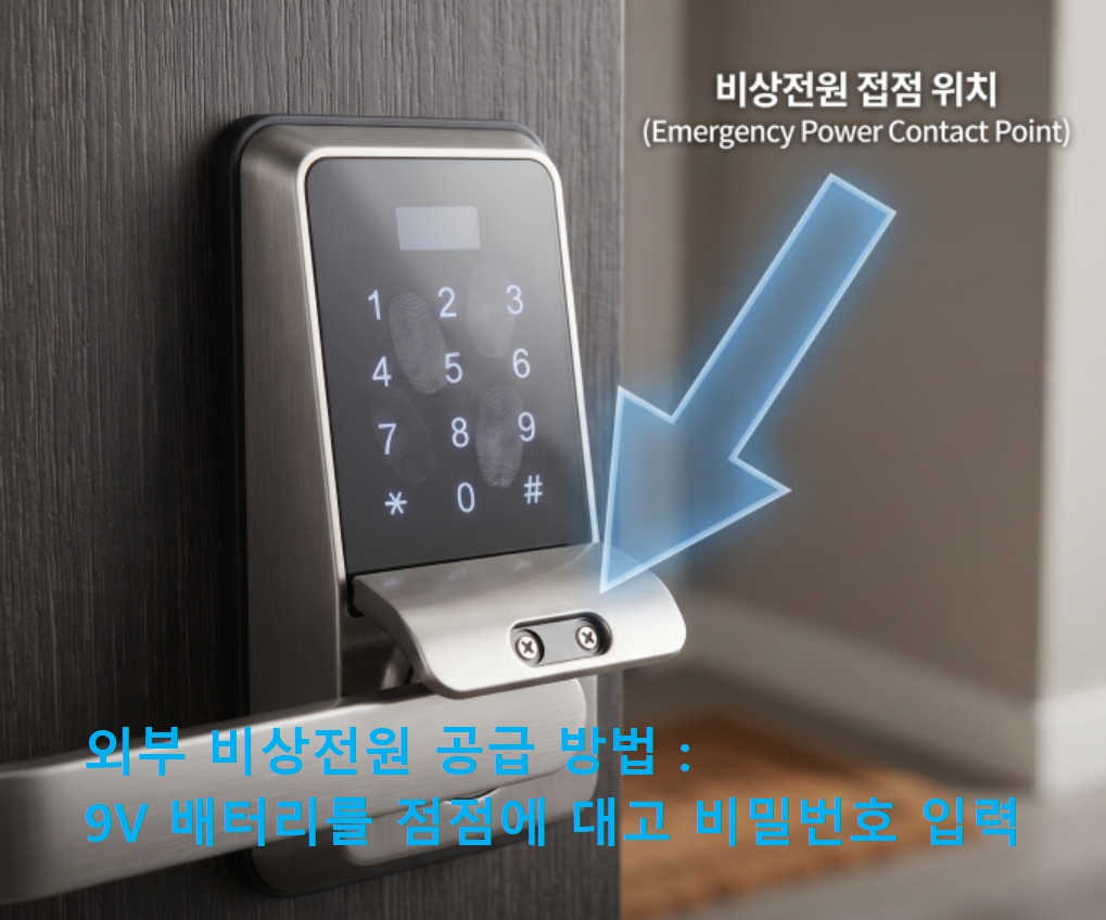 도어락 비밀번호 맞는데 안 열릴 때, 고장 전에 확인하세요 4 도어락 배터리 방전 시 외부 비상전원 확인 방법