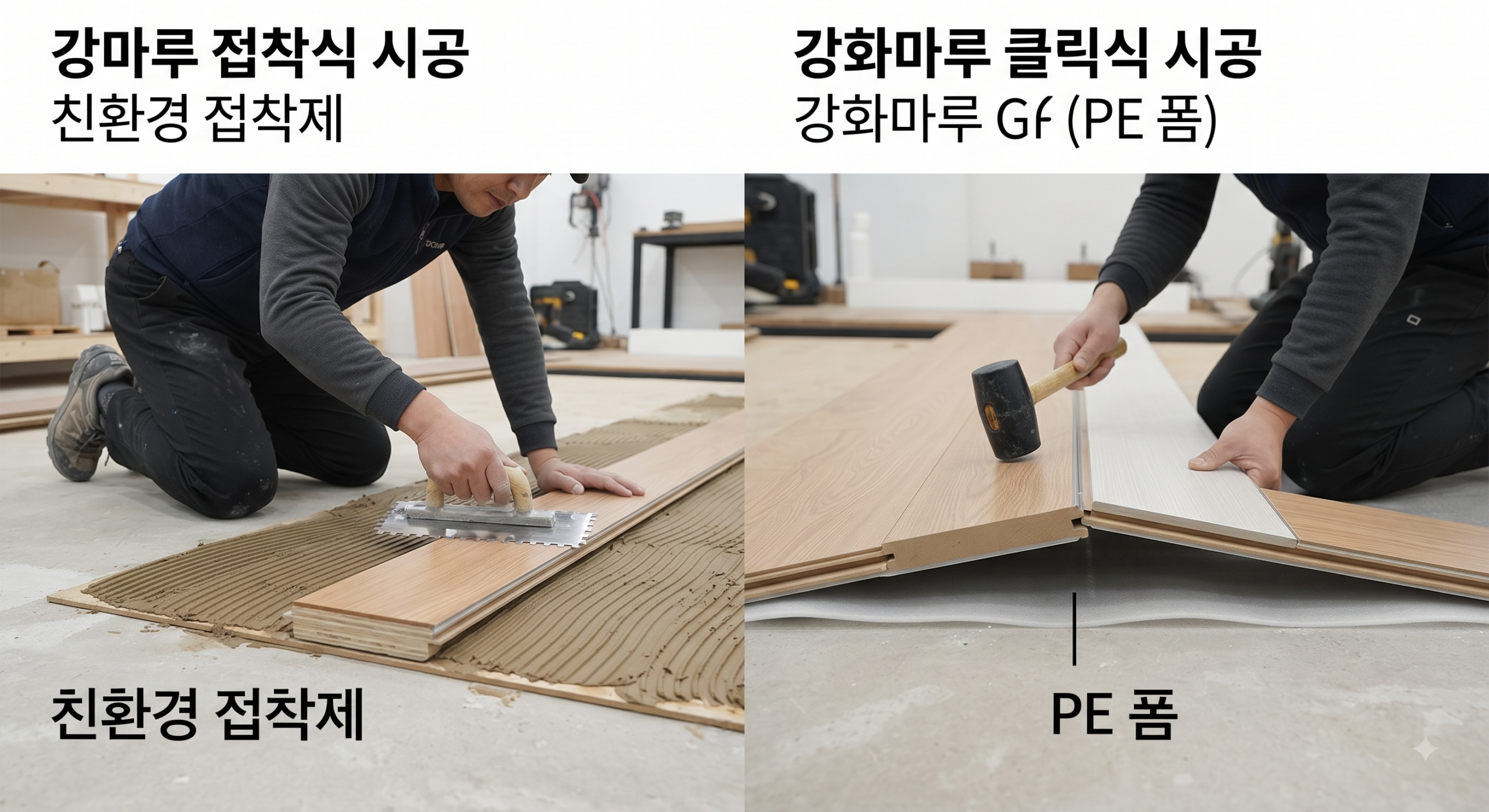 강마루와 강화마루는 무엇이 다를까? 가격·소재·시공방법·마감차이 장단점 비교 4 강마루 강화마루 시공 차이