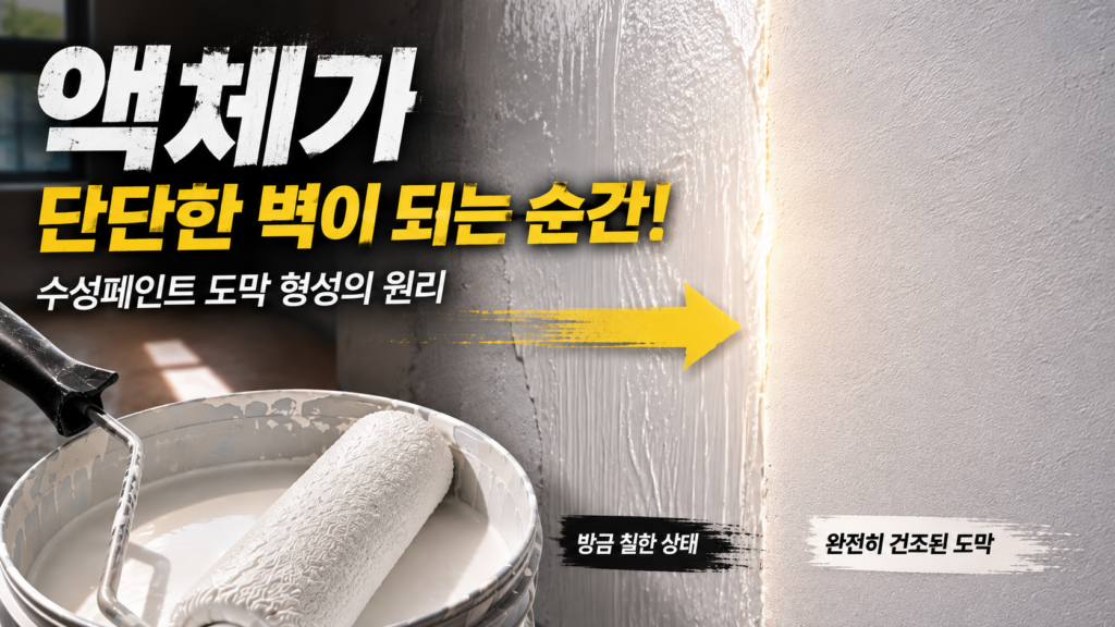 수성페인트는 어떻게 액체에서 단단한 도막이 될까? 건조와 도막 형성의 원리 2 수성페인트 도막 형성의 원리