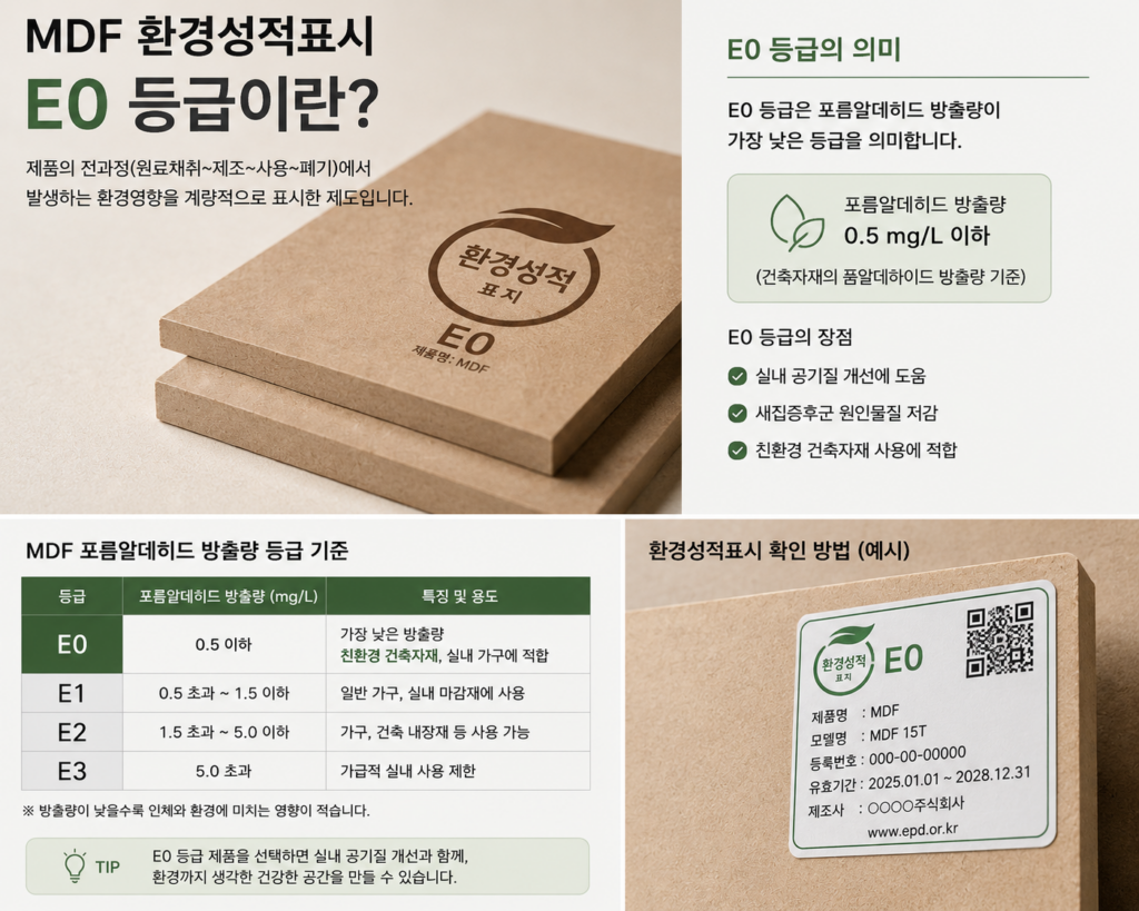 MDF는 물에 약한데 왜 가구 제작에 많이 사용할까? 3 E0등급