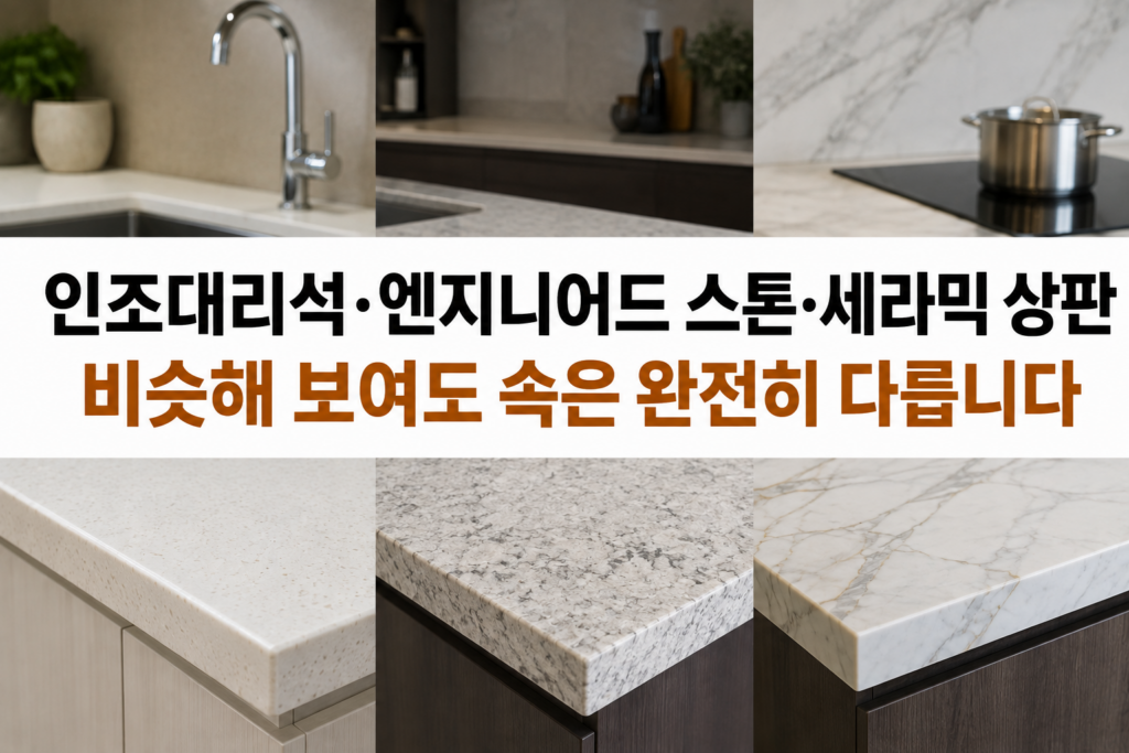 인조대리석·엔지니어드 스톤·세라믹 상판은 무엇이 다를까? 1 ChatGPT Image 2026년 8월 12일 오후 01 54 09