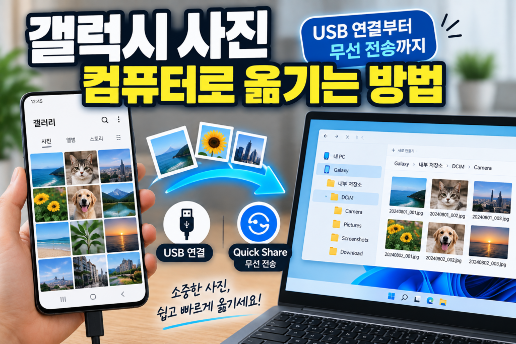 갤럭시 사진 컴퓨터로 옮기는 방법|USB 연결부터 무선 전송까지 1 갤럭시 사진 컴퓨터로 옮기는 방법