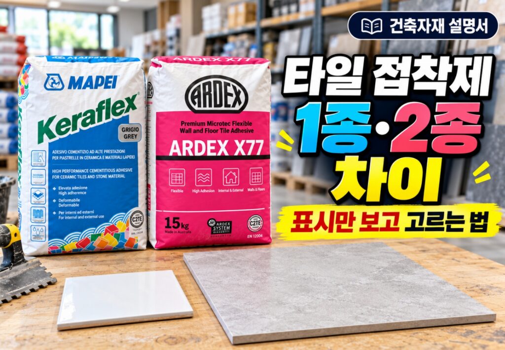 타일 접착제 1종·2종은 무엇이 다를까? 표시만 보고 고르는 방법 1 타일접착제