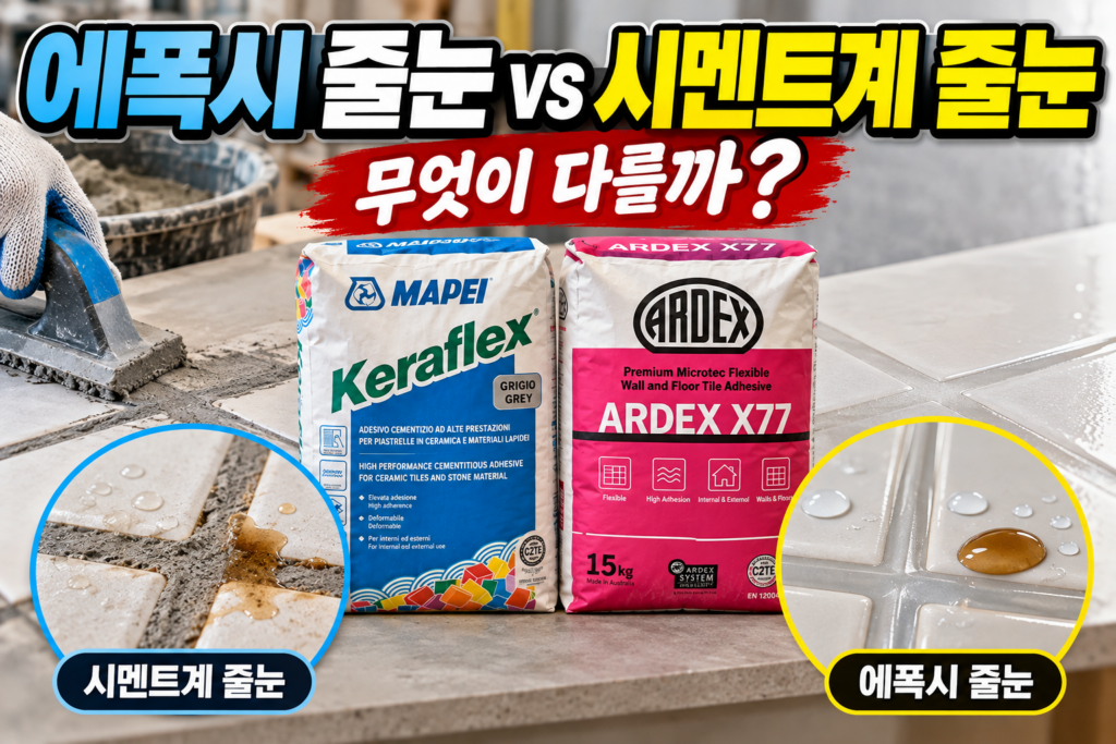 에폭시 줄눈과 시멘트계 줄눈재는 무엇이 다를까? 1 에폭시 시멘트 줄눈제