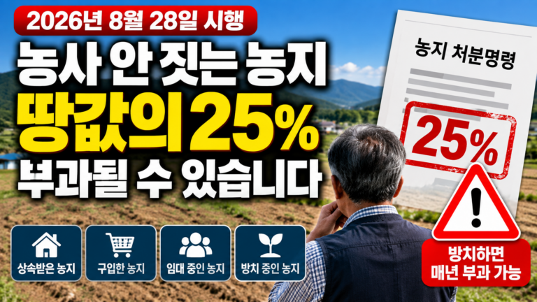 농사 안 짓는 땅 25% 부과될 수도