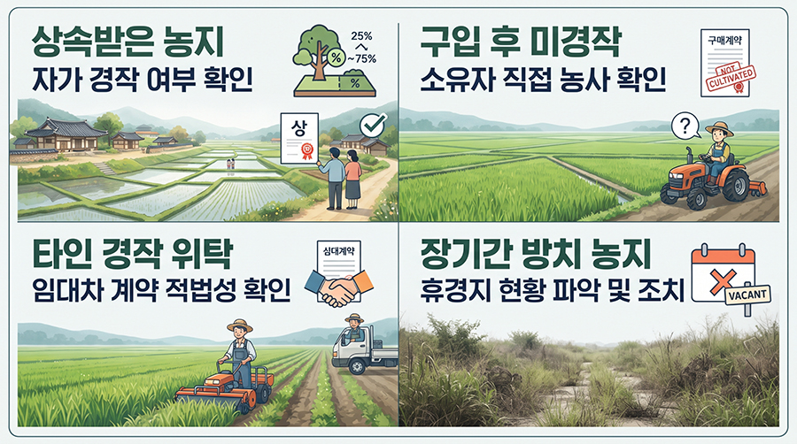 상속 구입 임대 방치 농지의 처분명령 확인 대상