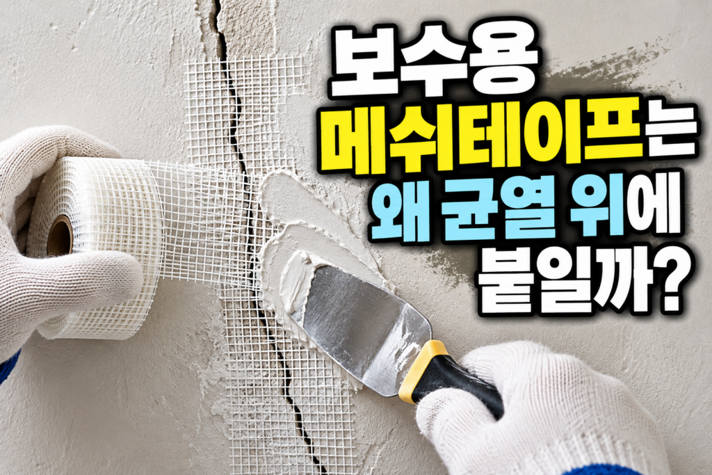보수용 메쉬테이프는 왜 균열 위에 붙일까? 1 균열 보수용 메쉬테이프 시공법