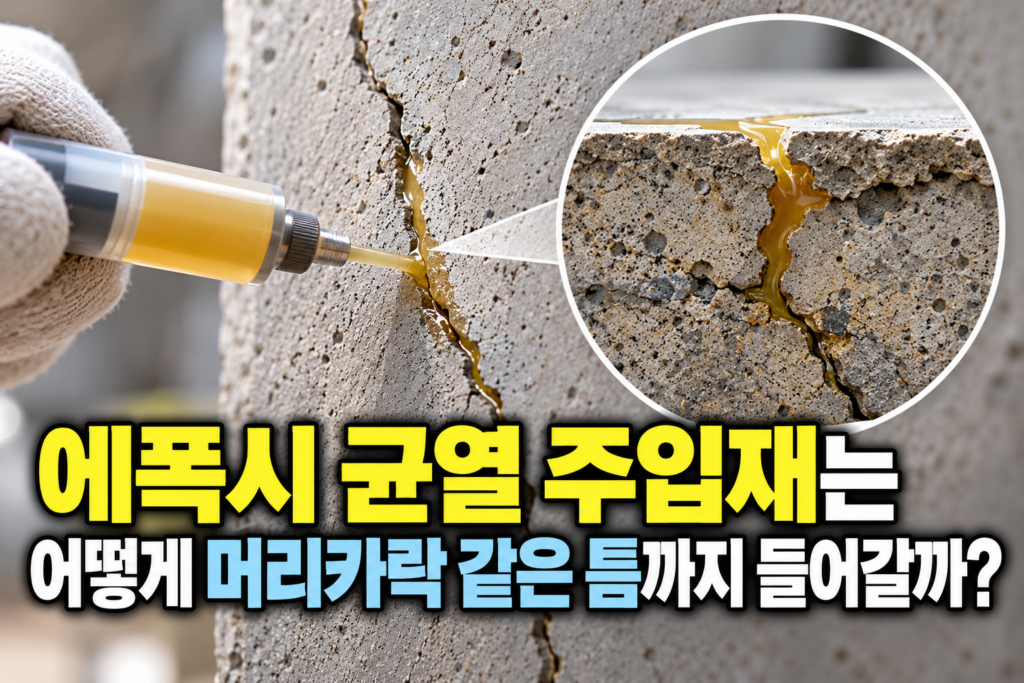 에폭시 균열 주입재는 어떻게 머리카락 같은 틈까지 들어갈까? 1 콘크리트 균열 속 에폭시 침투 원리